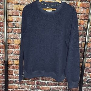 Lucky Brand men’s large shearless fleece pullover sweatshirt sweater blue sherpa